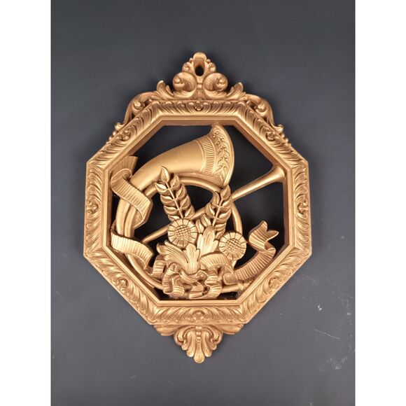 Syroco Wall Hangings Set Of 4 Musical Instruments Wall Decor Wall Art Gold Tone - Picture 9 of 11